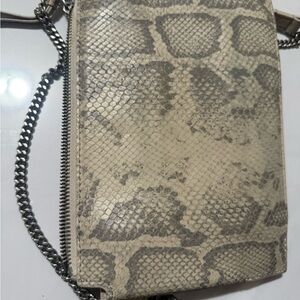 All Saints Cream Snake Print Crossbody Bag